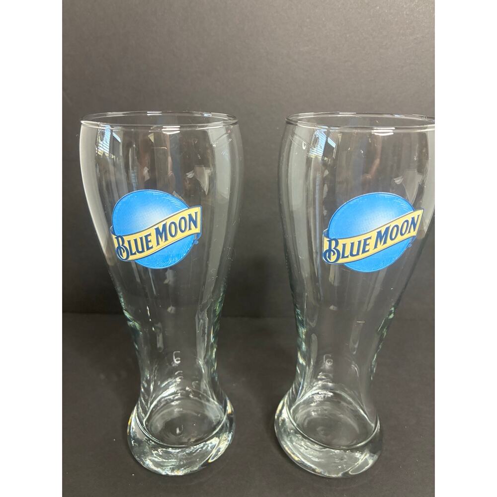 Pair of Blue Moon 8" Beer Glasses 16oz